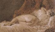 Francois Boucher Reclining female Nude seen from behind oil painting artist